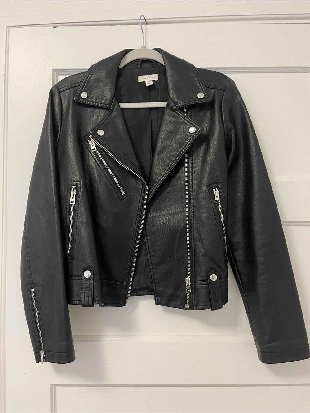 Topshop Black Faux Leather Moto-Style Jacket